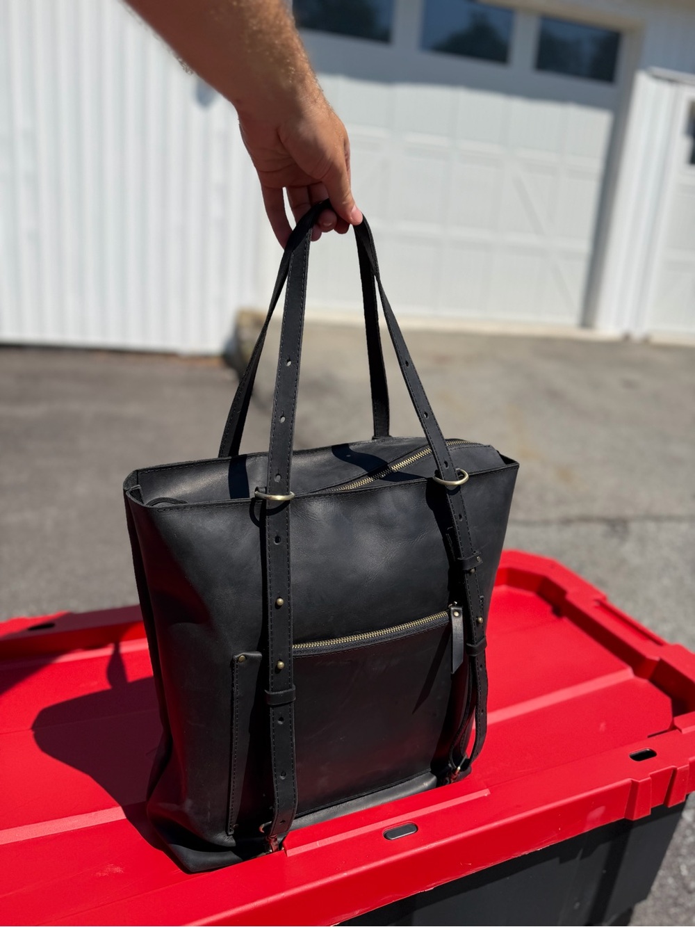 Genuine Hide Leather Large Travel Tote/Backpack *Adjustable.